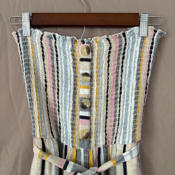 NWT Women's Blue Island Multicolor Strapless Jumpsuit Size Medium Coastal Beach - Picture 2 of 12